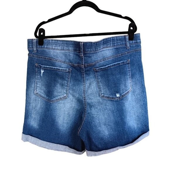 Terra Sky Womens Blue Mid-Rise Rolled Hem Distressed Denim Shorts Size 20W - Picture 5 of 7